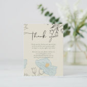 Moderne Abstrakte Hochzeit mit blauer Blume Postkarte (Stehend Vorderseite)