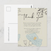 Moderne Abstrakte Hochzeit mit blauer Blume Postkarte (Vorne/Hinten)