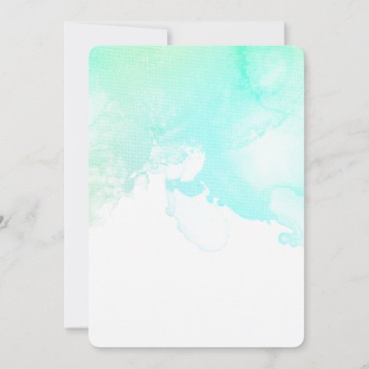 Moderne Abstrakte Hochzeit mit Grün und Blau Save The Date (Rückseite)