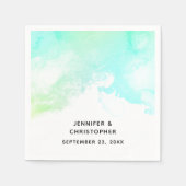 Moderne Abstrakte Hochzeit mit Grün und Blau Serviette (Vorderseite)