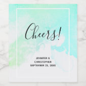 Moderne Abstrakte Hochzeit mit Grün und Blau Weinetikett (Einzelnes Label)