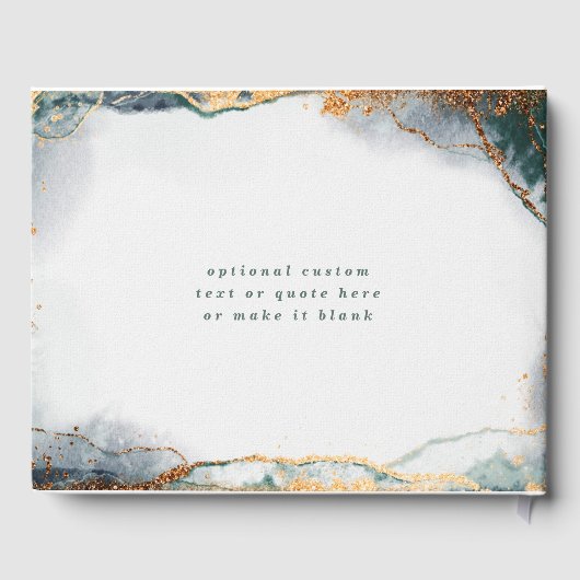 Moderne Abstrakte Hochzeit mit Grün und Gold Gästebuch (Rückseite)