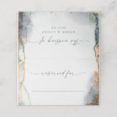 Moderne Abstrakte Hochzeit mit Grün und Gold Platzkarte (Außenseite Aufgefaltet)