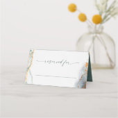 Moderne Abstrakte Hochzeit mit Grün und Gold Platzkarte (Vorderseite)