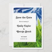 Moderne Abstrakte Hochzeit mit minimalem Grün Save The Date (Vorderseite)