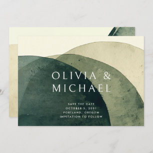 Moderne Abstrakte Hochzeit mit Olivenöl Save The Date
