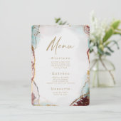 Moderne Abstrakte Hochzeit mit Rot und Gold Menükarte (Stehend Vorderseite)