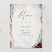 Moderne Abstrakte Hochzeit mit Rot und Gold Menükarte (Vorderseite)