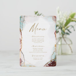 Moderne Abstrakte Hochzeit mit Rot und Gold Menükarte