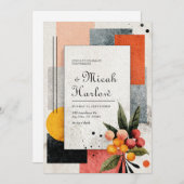 Moderne Abstrakte Hochzeit von Citrus Einladung (Vorne/Hinten)