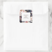 Moderne Abstrakte Hochzeit von Navy & Blush Quadratischer Aufkleber (Tasche)