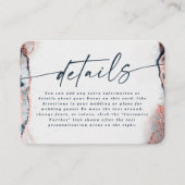 Moderne Abstrakte Hochzeitsdetails für die Marine Begleitkarte (Vorderseite)