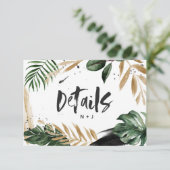 Moderne abstrakte Hochzeitsdetails RSVP Karte (Stehend Vorderseite)