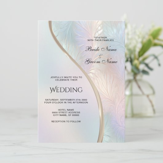 Moderne Abstrakte Hochzeitseinladung Einladung (Stehend Vorderseite)