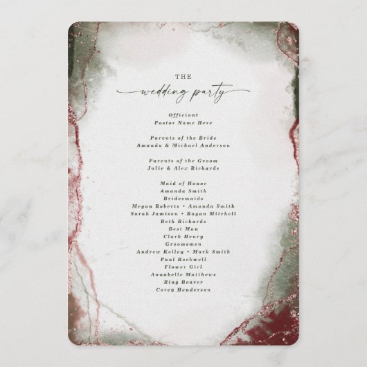 Moderne Abstrakte Hochzeitsfeier Terra Rosa Pink Programm (Rückseite)