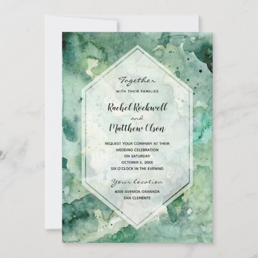 Moderne Abstrakte Hochzeitsfeiern mit grünem Wasse (Vorderseite)