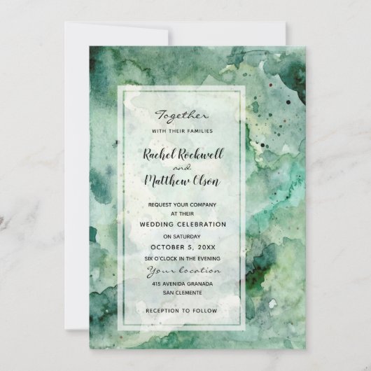 Moderne Abstrakte Hochzeitsfeiern mit grünem Wasse (Vorderseite)