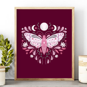 Moderne abstrakte Illustration eines rosa und weiß Poster