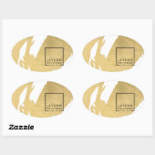 Moderne Abstrakte Imitate Gold Pinselstriche Oval Ovaler Aufkleber (Blatt)