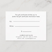 Moderne Abstrakte Imitate Gold Swirt Geschenkgutsc Visitenkarte (Rückseite)