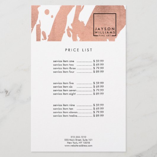 Moderne Abstrakte Imitate Rose Gold Pinselstriche Flyer (Vorne)