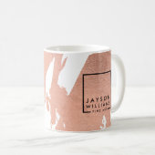 Moderne Abstrakte Imitate Rose Gold Pinselstriche Kaffeetasse (VorderseiteRechts)