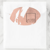 Moderne Abstrakte Imitate Rose Gold Pinselstriche Ovaler Aufkleber (Tasche)