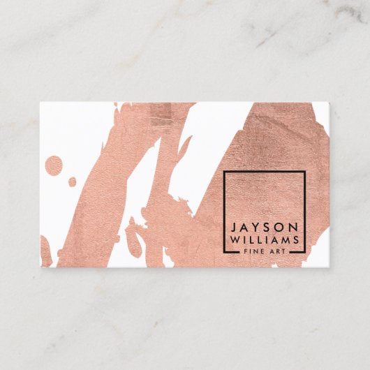 Moderne Abstrakte Imitate Rose Gold Pinselstriche Visitenkarte (Vorderseite)