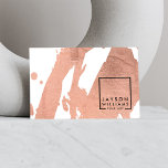 Moderne Abstrakte Imitate Rose Gold Pinselstriche Visitenkarte<br><div class="desc">Ein einfaches quadratisches Logo mit Ihrem Namen oder Firmennamen verleiht der Visitenkartenvorlage dieses Künstlers eine moderne Note. Passen Sie die Karte an, indem Sie die Pinselstriche durch Ihre eigene Kunst oder Fotografie ersetzen. Bitte kontaktieren Sie den Designer, wenn Sie Hilfe mit längeren Namen oder alternativen Layouts benötigen. Designed by 1201AM,...</div>