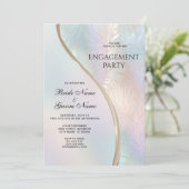 Moderne Abstrakte irideszierende Verlobung Einladung (Stehend Vorderseite)