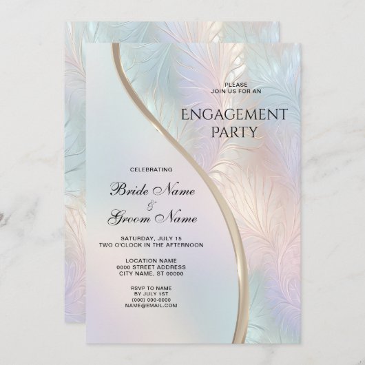 Moderne Abstrakte irideszierende Verlobung Einladung (Vorne/Hinten)