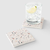 Moderne Abstrakte italienische Terrazzo Seamless M Steinuntersetzer (Seitenansicht)