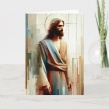 Moderne abstrakte Jesus-Porträt-Halo und blaues Ba