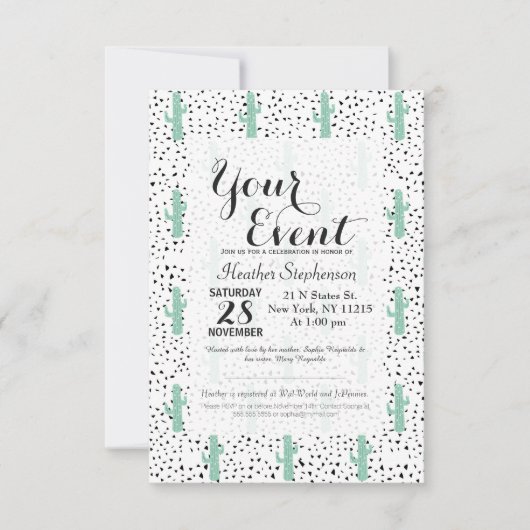 Moderne Abstrakte Kakteen und Dreiecke Einladung (Vorderseite)