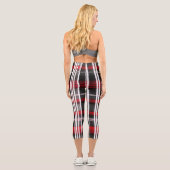 Moderne Abstrakte Karierte Schwarze Sammlung Capri Leggings (Rückseite)