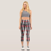 Moderne Abstrakte Karierte Schwarze Sammlung Capri Leggings (Vorderseite)
