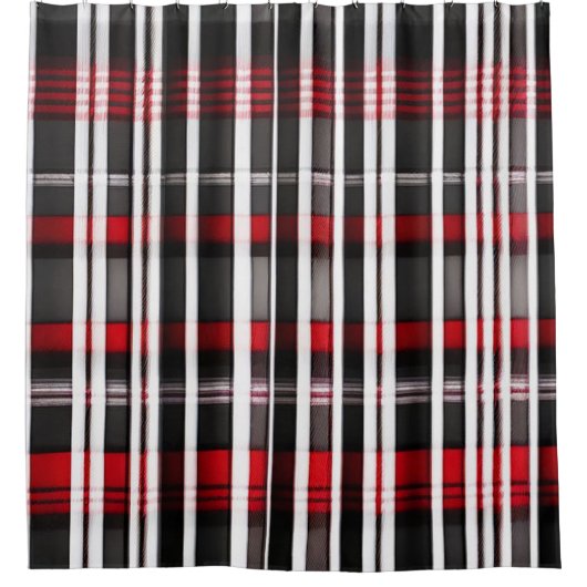 Moderne Abstrakte Karierte Schwarze Sammlung Duschvorhang (Vorderseite)