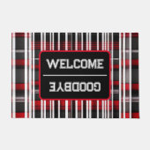 Moderne Abstrakte Karierte Schwarze Sammlung Fußmatte (Vorderseite)