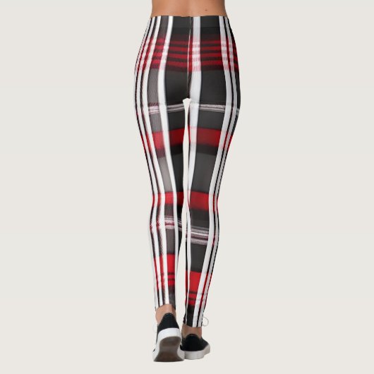Moderne Abstrakte Karierte Schwarze Sammlung Leggings (Rückseite)