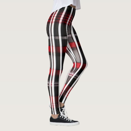 Moderne Abstrakte Karierte Schwarze Sammlung Leggings (Rechts)