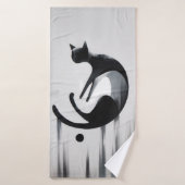 Moderne Abstrakte Katze - Minimalistische Design K Badehandtuch (Badehandtuch)