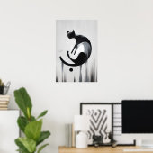 Moderne Abstrakte Katze - Minimalistisches Design Poster (Heimbüro)