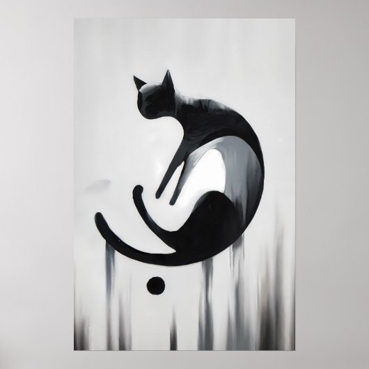 Moderne Abstrakte Katze - Minimalistisches Design Poster (Vorne)