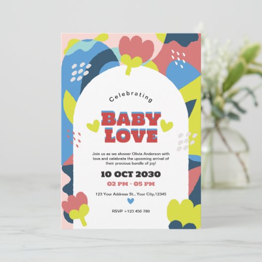 Moderne Abstrakte Kinderdusche Einladung (Stehend Vorderseite)