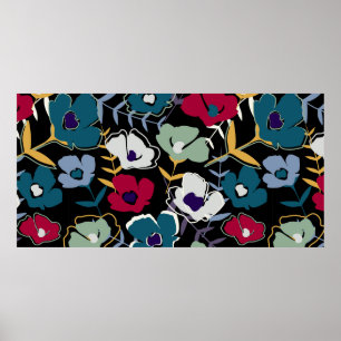 Moderne abstrakte kleine Blume und Blätter e Poster