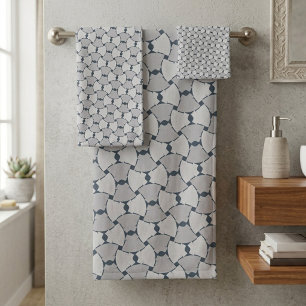 Moderne abstrakte konzentrische Bogen geometrische Badhandtuch Set