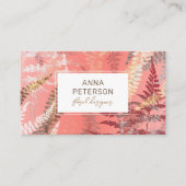 Moderne Abstrakte Korallenblume Pink Fern Foliage Visitenkarte (Vorderseite)