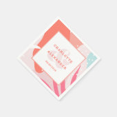 Moderne Abstrakte Korallenhochzeit Datum Braut & B Serviette (Ecke)