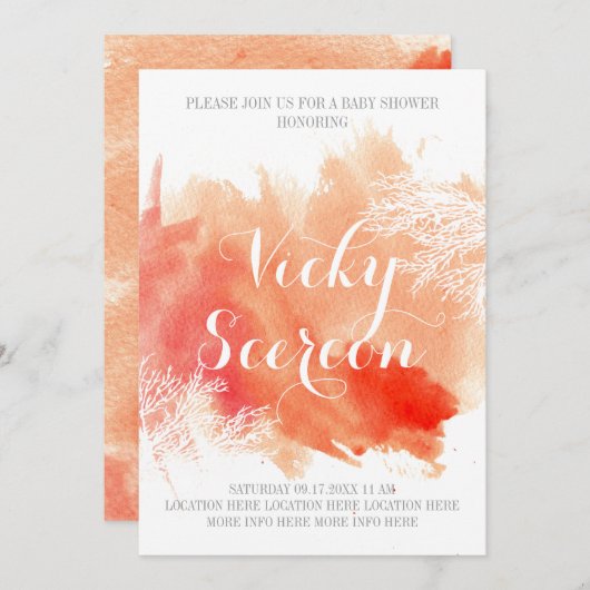 Moderne abstrakte Korallenriff Babydusche Einladung (Vorne/Hinten)