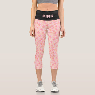 Moderne abstrakte korallenrosa Design & schwarzer  Capri Leggings